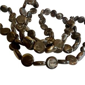 Vintage Y2K Long Brown Cream Layering Beaded Necklace